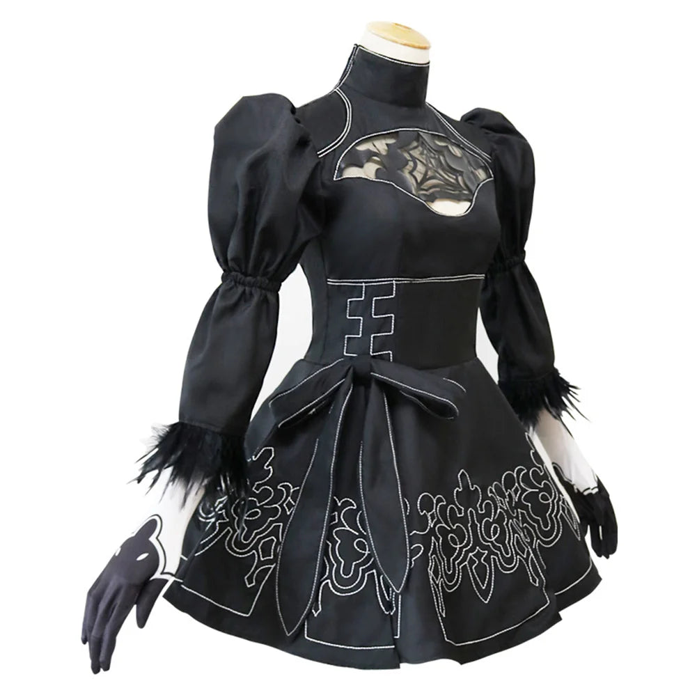 NieR:Automata 2B Cosplay Anime Costume Black Dress Fantasia Outfits Halloween Carnival Party Disguise Role Play Suit For Girls