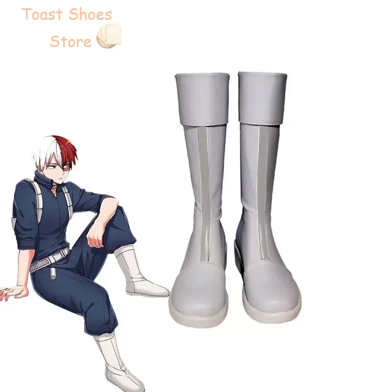 Anime My Hero Academia Shoto Todoroki Cosplay Shoes Halloween Carnival Boots Boku no Hiro Akademia Handmade Shoes