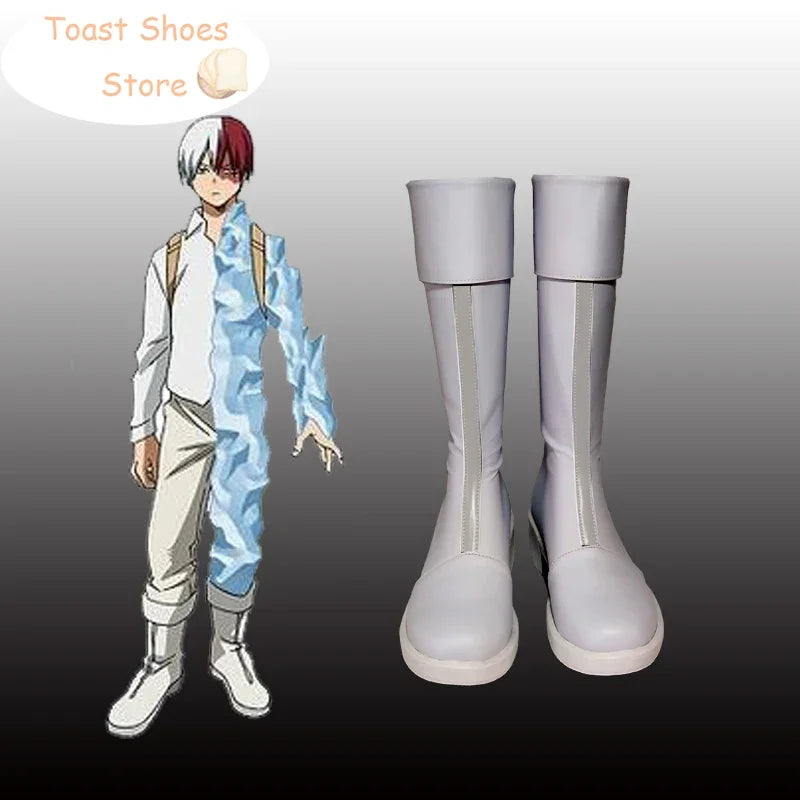 Anime My Hero Academia Shoto Todoroki Cosplay Shoes Halloween Carnival Boots Boku no Hiro Akademia Handmade Shoes