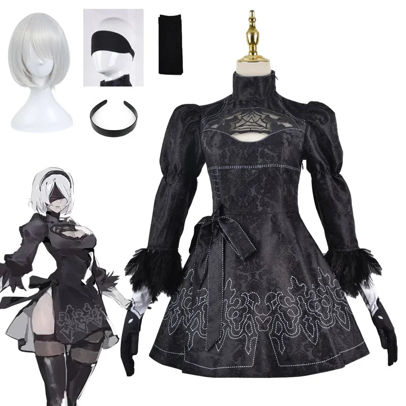 Nier 2b Cosplay Nier Automata Yorha Cosplay YoRHa No. 2 Type B Costume Anime Women Dress Fancy Halloween Girls Party Clothes | Macchar Cosplay Catalogue 