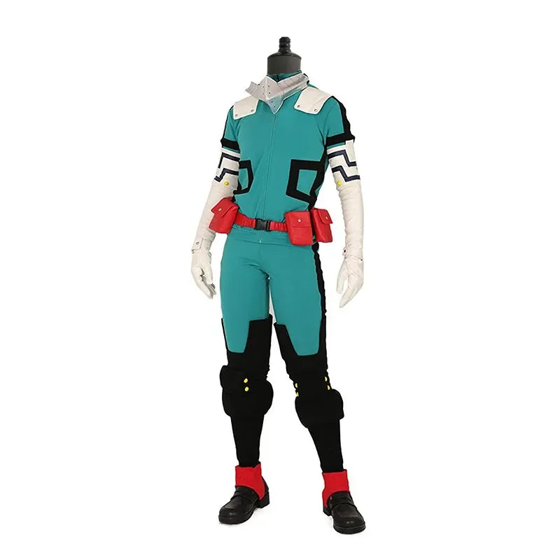 Midoriya Izuku Deku Battle Cosplay Costume Anime My Hero Academia Cosplay Boots Shoes Wig Unisex Jumpsuit Set For Halloween