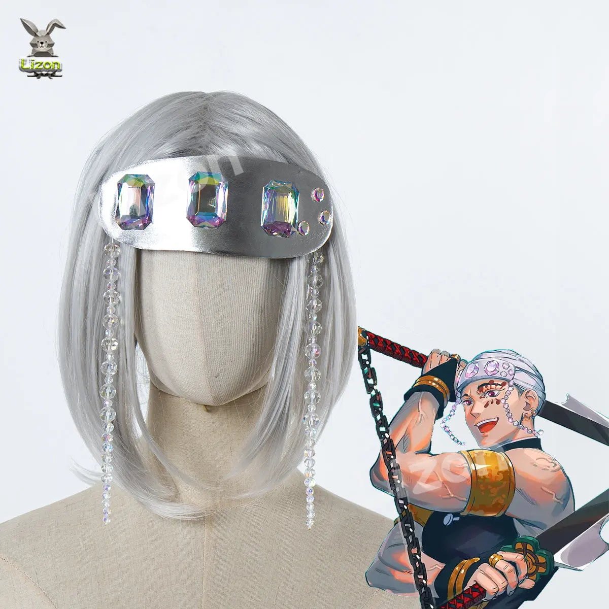 Demon Slayer Kimetsu No Yaiba Uzui Tengen Cosplay Headwear Props Crystal Headband Party