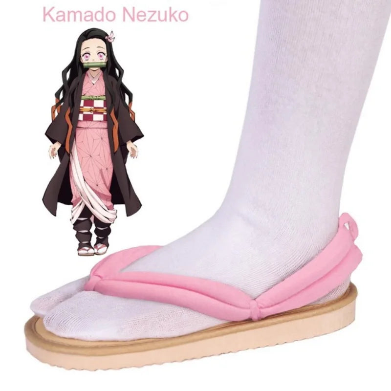 Anime Cosplay Tanjirou Kamado Nezuko Geta Clogs Demon Slayer:Kimetsu No Yaiba Sandals Shoes Agatsuma Zenitsu Flip Flop Kid Child