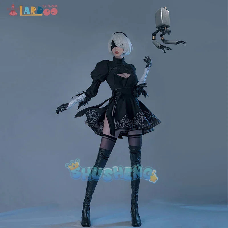 Nier Automata Yorha 2B Cosplay Suit Animal Women Outdo Disguise Suit Set Fancy Halloween Girls Party Black Dress